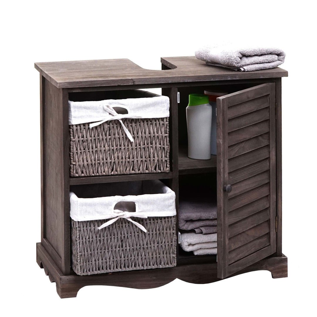 Mendler Waschbeckenunterschrank HWC-H20, Badezimmer Waschtisch, Massiv-Holz Korb-Schublade 60x65x31c