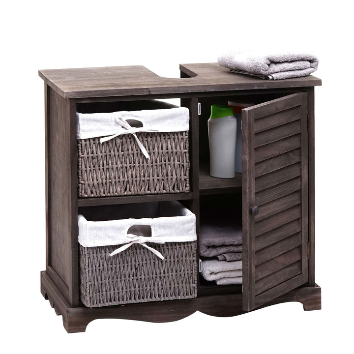 Mendler Waschbeckenunterschrank HWC-H20, Badezimmer Waschtisch, Massiv-Holz Korb-Schublade 60x65x31c