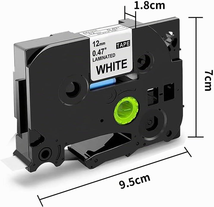 Oozmas TZe231 12mm 0.47 Laminated White Schriftband Kompatibel mit Brother P-Touch Bänder, TZe-231 K