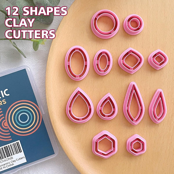 Keoker Konzentrische Kreis-Tonschneider für Polymer-Ton-Schmuck, 12 Formen, organische Polymer-Tonsc