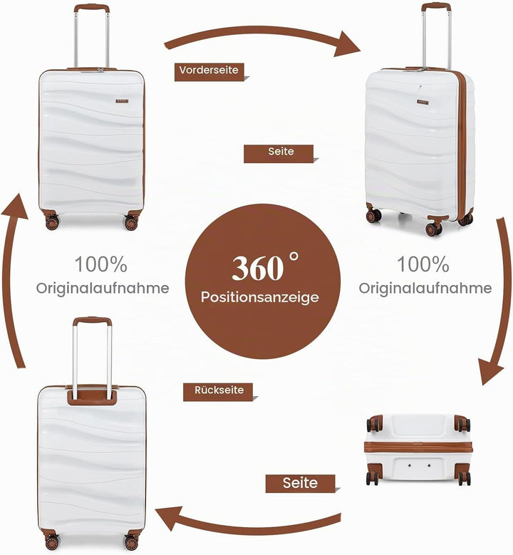 KONO Koffer Trolley Reisekoffer Gross Leicht Hartschalenkoffer mit TSA Schloss Zwillingsrollen Rollk