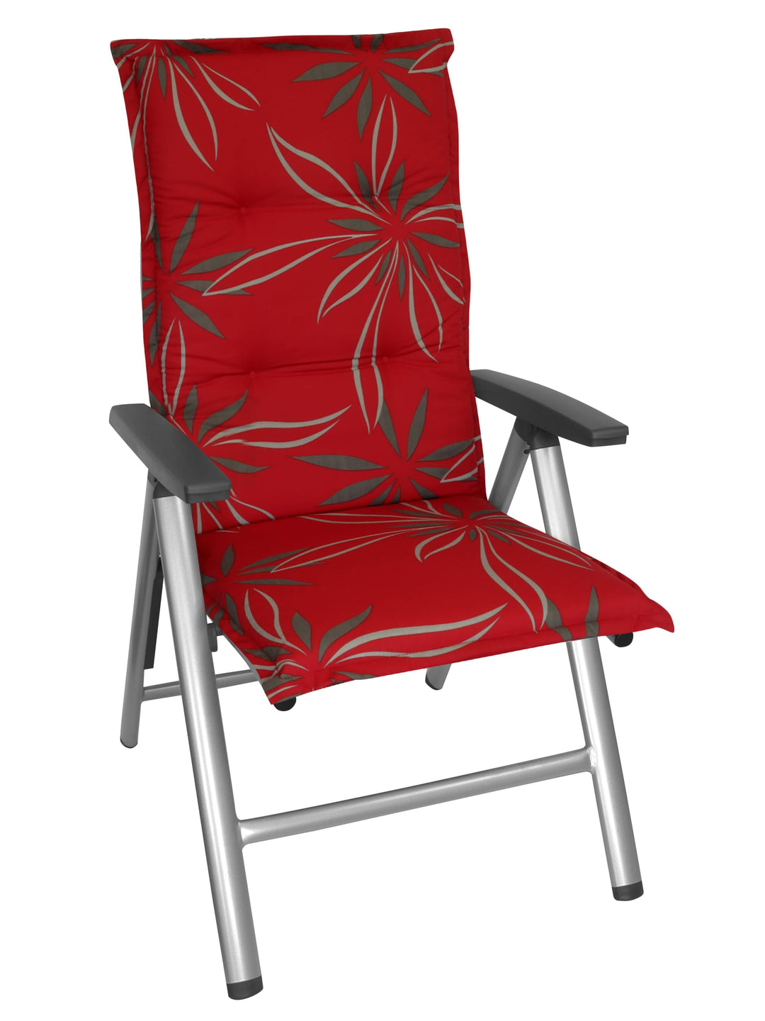 DILUMA Hochlehner Auflage Naxos für Gartenstühle 118x49 cm Blume Rot - 6 cm Starke Premium Stuhlaufl