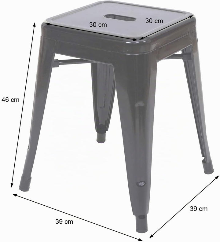 4er-Set Hocker HWC-A73, Metallhocker Sitzhocker, Metall Industriedesign stapelbar - schwarz, Schwarz
