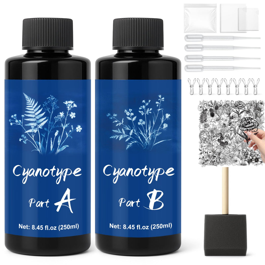 WAN2TLK Cyanotype Kit, Sonnendruck-Kit für fotografische Blaupausen auf Papier und Stoff, 2-Komponen