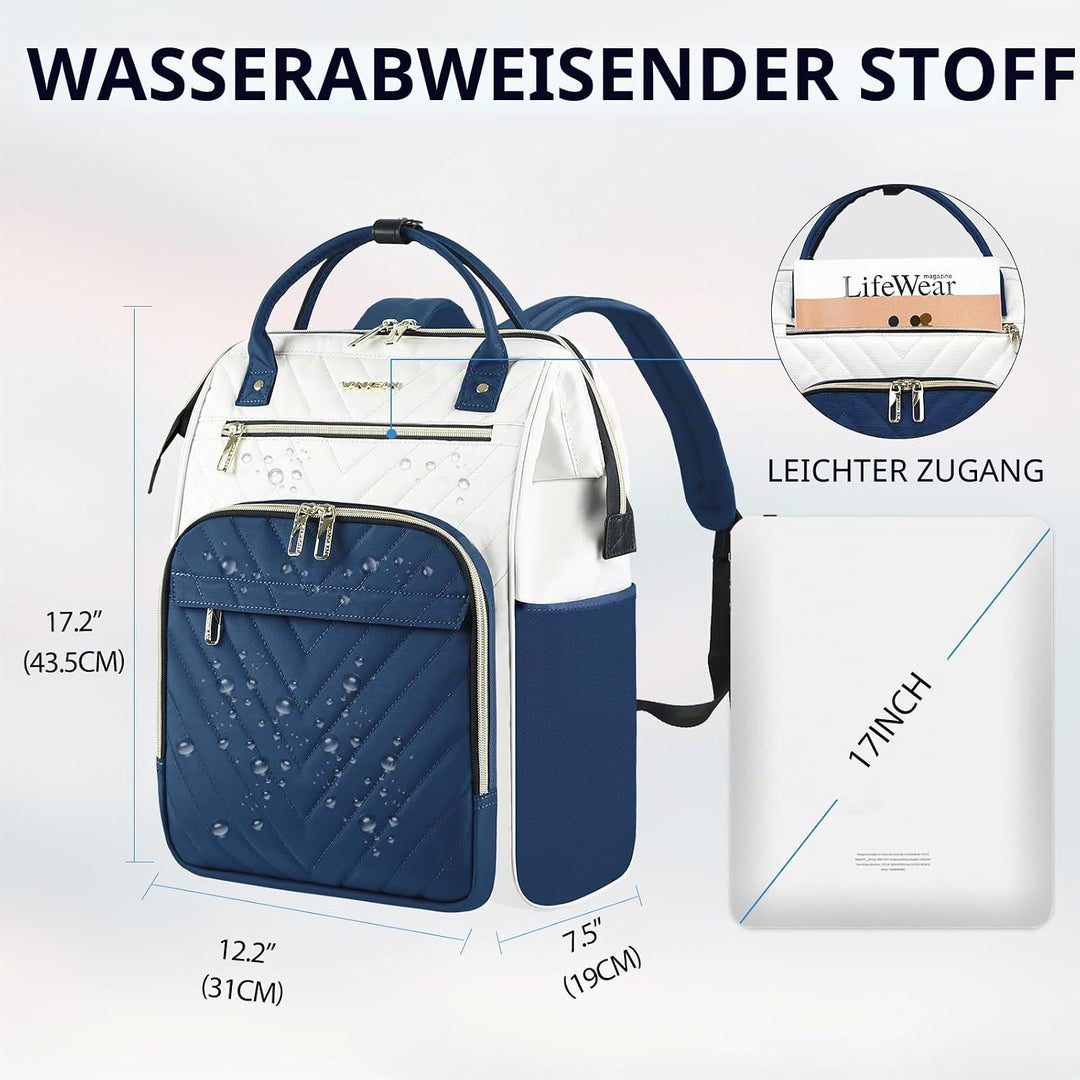 VANKEAN 17-Zoll-Laptop-Rucksack für Damen und Herren, modische Computer-Arbeitstasche, grosse Kapazi