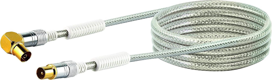 SCHWAIGER Premium Antennen Anschlusskabel 110 dB mit Ferritkern, 3,0m, transparent, IEC Stecker > 90