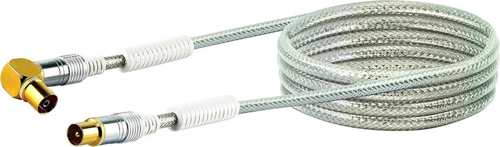 SCHWAIGER Premium Antennen Anschlusskabel 110 dB mit Ferritkern, 3,0m, transparent, IEC Stecker > 90