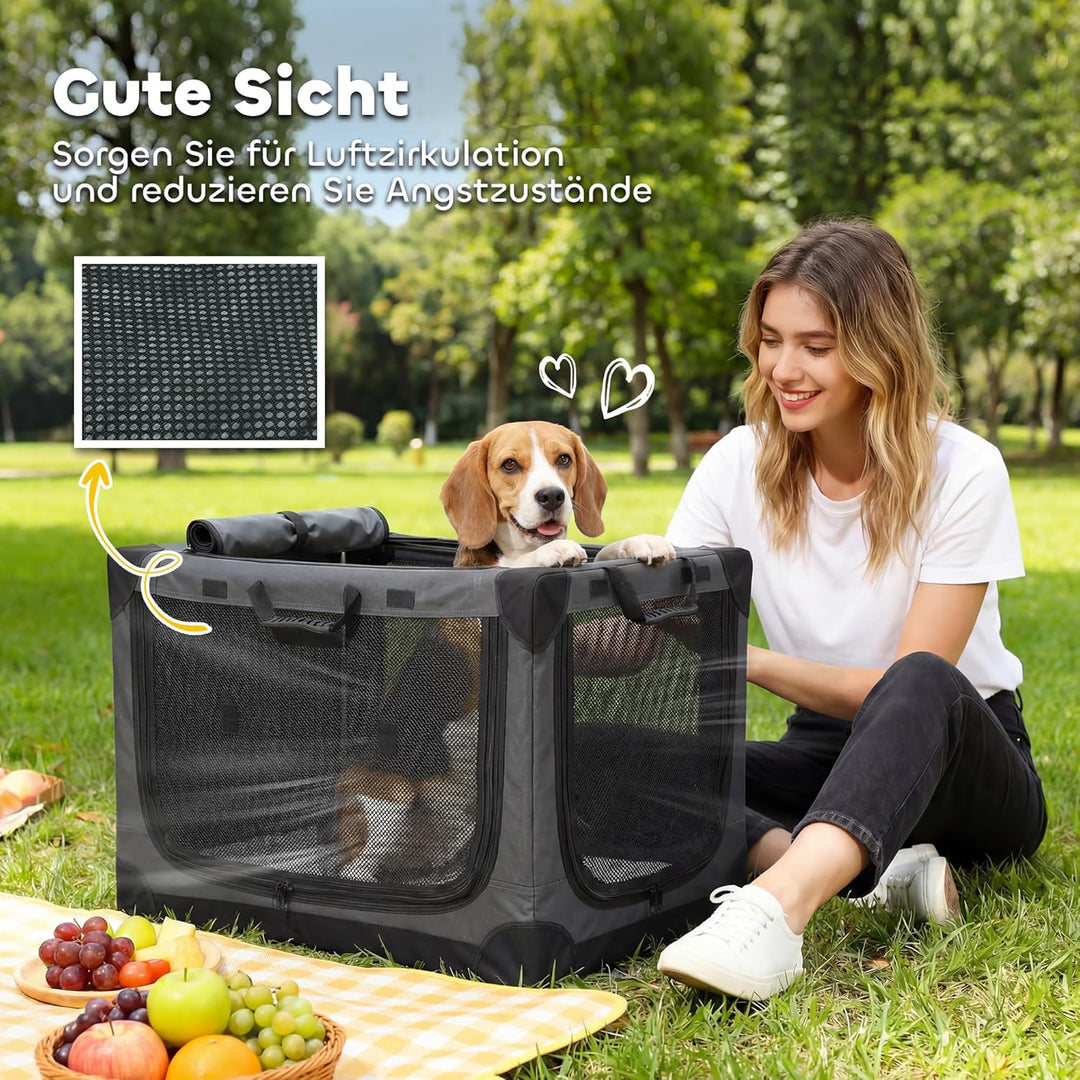 PawHut Hundebox faltbar 76x54x54cm Hundetransportbox mit Kissen abnehmbar waschbar Bezug atmungsakti