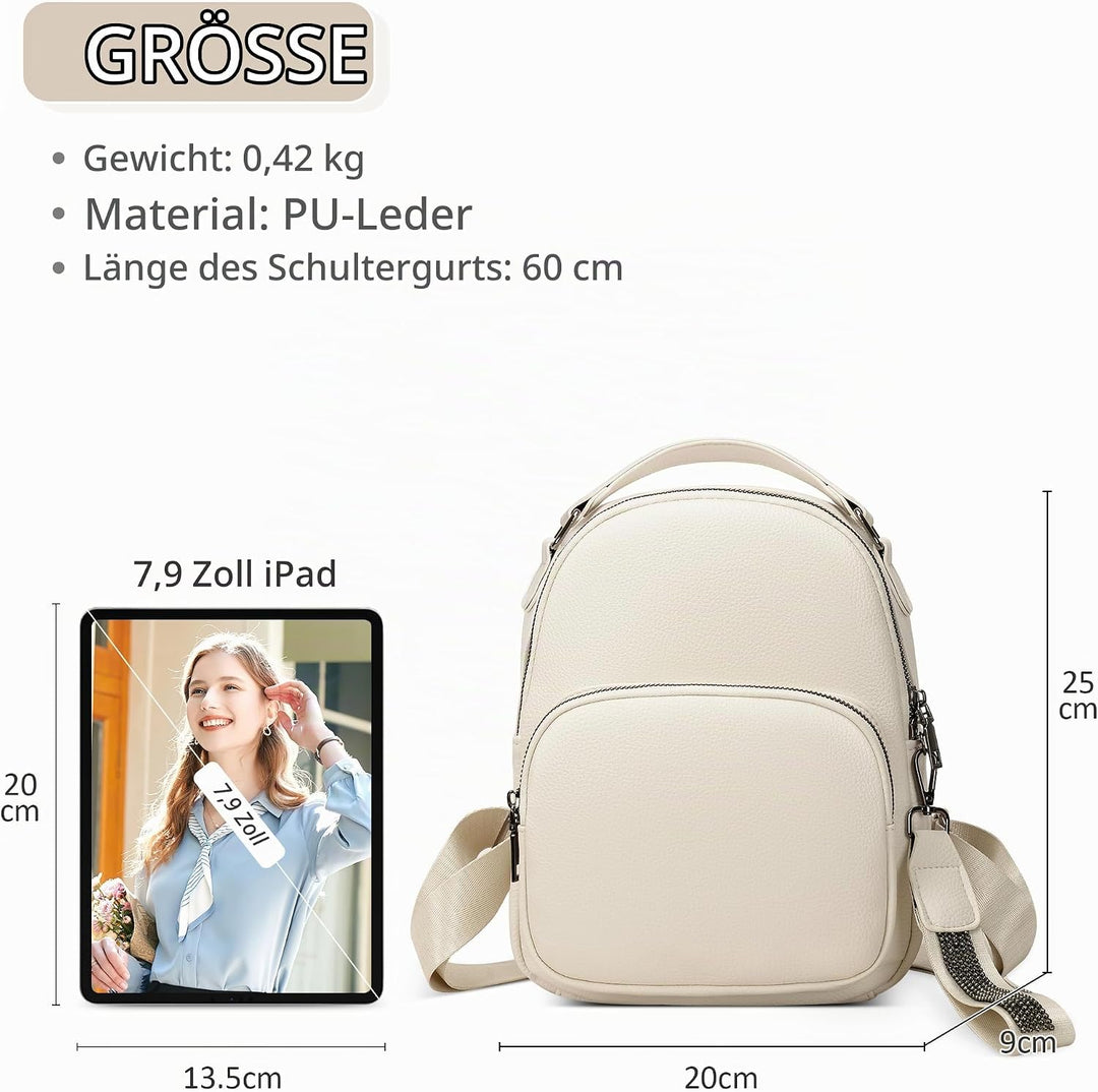 DIRRONA Damen Rucksack Damentasche Klein Cityrucksack Elegant Damen Umhängetasche Travel Lässig Schu