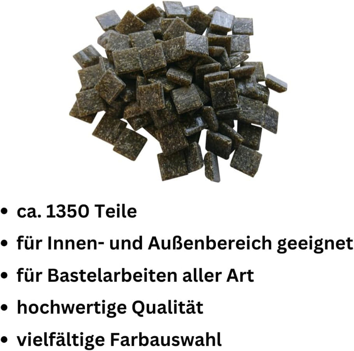 Glasmosaik 900g – Glassteine zum Basteln &amp; DIY in Dunkelbraun – Bastelset mit Mosaiksteinen für Erwa