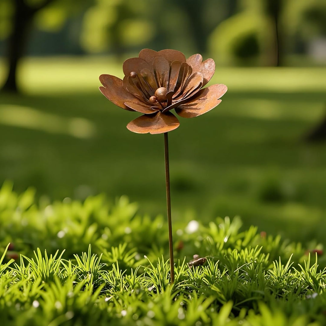 Gartendeko Set Rost Deko für Rostige Gartendeko Cortenstahl Gartenstecker rost Metall Blume Mohn Ran