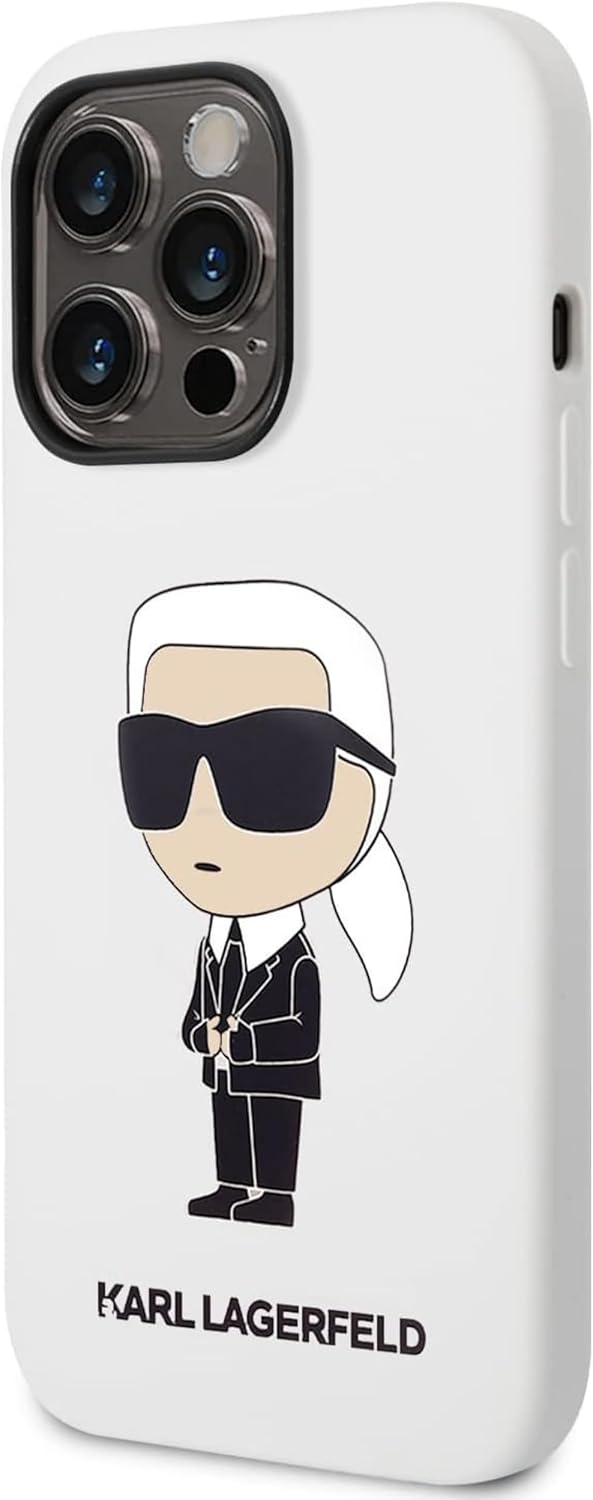 Karl Lagerfeld KLHCP14XSNIKBCH Hülle für iPhone 14 Pro Max 6,7" hardcase Weiss Silicone Ikonik Black