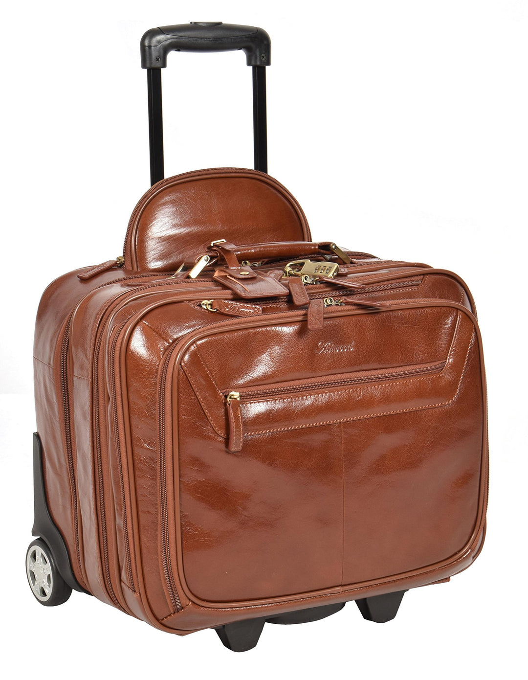 Echtes Kastanie Leder Pilotenkoffer Trolley Laptop Geschäft Reise Wochenende Kabine Tasche AL1