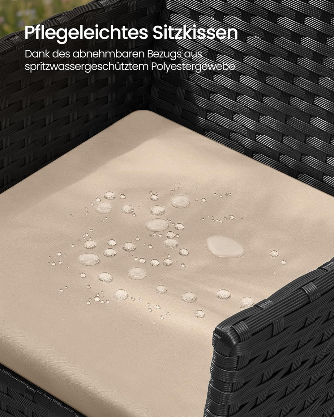 SONGMICS Balkonmöbel, Gartenmöbel-Set, aus PE-Polyrattan, Lounge-Set, Terrassenmöbel, Outdoor, für T