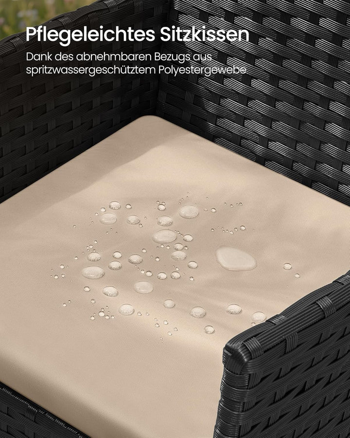 SONGMICS Balkonmöbel, Gartenmöbel-Set, aus PE-Polyrattan, Lounge-Set, Terrassenmöbel, Outdoor, für T