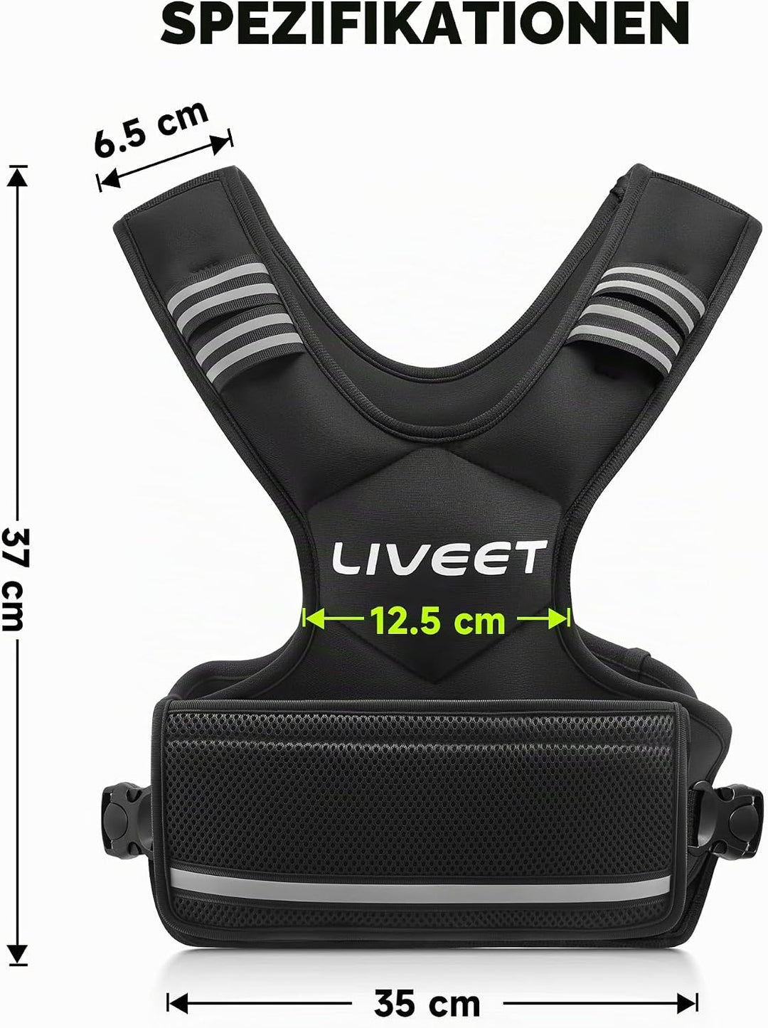 Verstellbare Gewichtsweste für Damen und Herren, 1,8-14,5 kg Gewichtsweste mit 6 Eisensandbeuteln, L