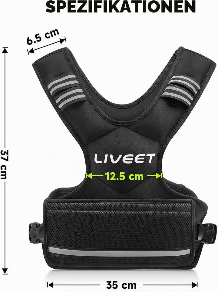 Verstellbare Gewichtsweste für Damen und Herren, 1,8-14,5 kg Gewichtsweste mit 6 Eisensandbeuteln, L