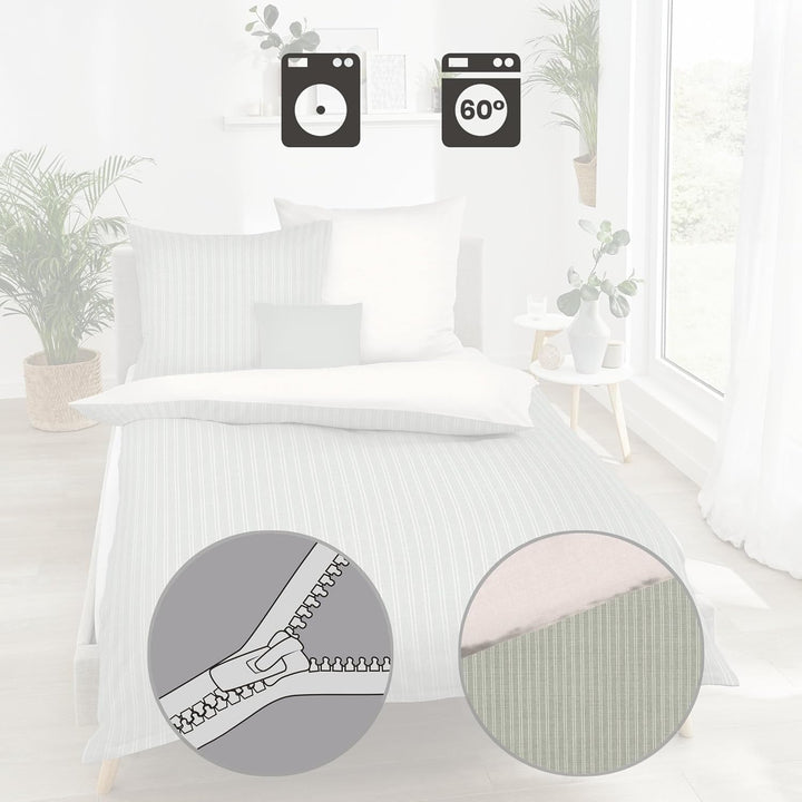 Kaeppel Wendebettwäsche Feinbiber Khaki Grösse 135x200 cm (80x80 cm)