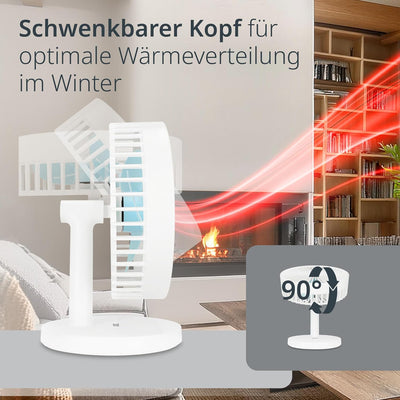 ADE Sehr leiser Tischventilator | USB Ventilator mit 3 Geschwindigkeitsstufen | 2.000 mAh Akku für b