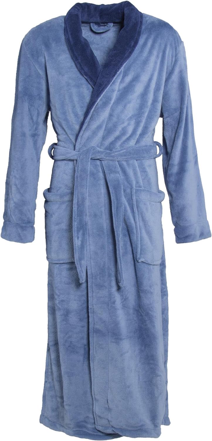 CelinaTex Nevada Bademantel Damen Herren S mittel blau dunkel blau Mikrofaser Saunamantel Coral Flee