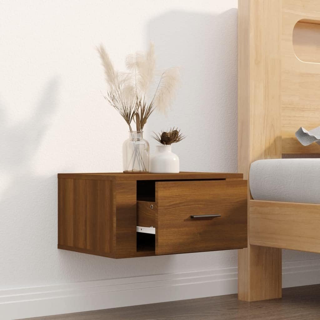 Nachtschränkchen Nachtkommode Wand-Nachttisch Braun Eichen-Optik 50x36x25 cm Bett Kommode Nachtschra