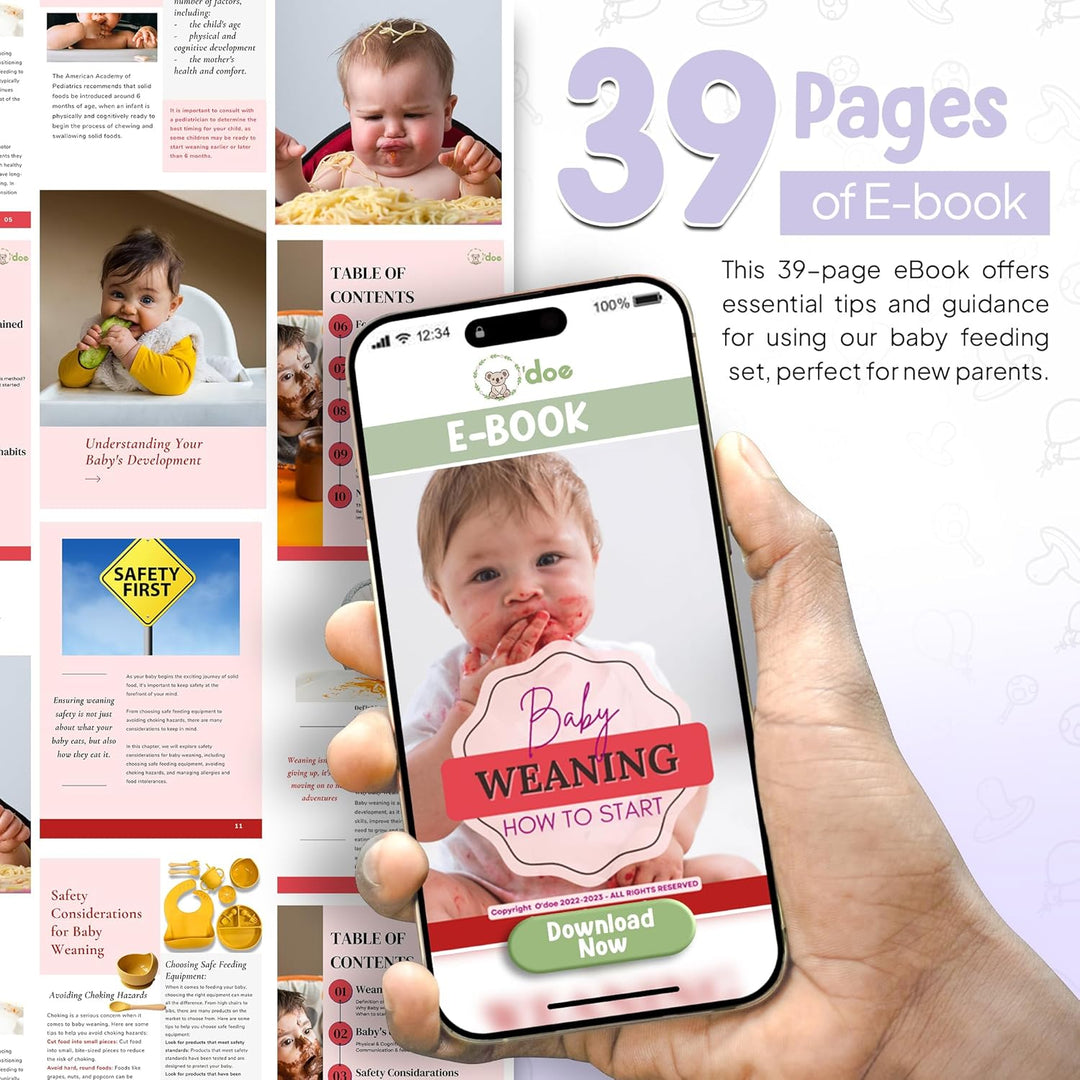 O'doe 17-teilig Baby LED-Entwöhnungszubehör für Kleinkinder, Babyfütterungsset | Saugnapf-Silikon-Ba