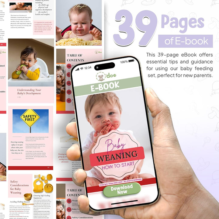 O'doe 17-teilig Baby LED-Entwöhnungszubehör für Kleinkinder, Babyfütterungsset | Saugnapf-Silikon-Ba