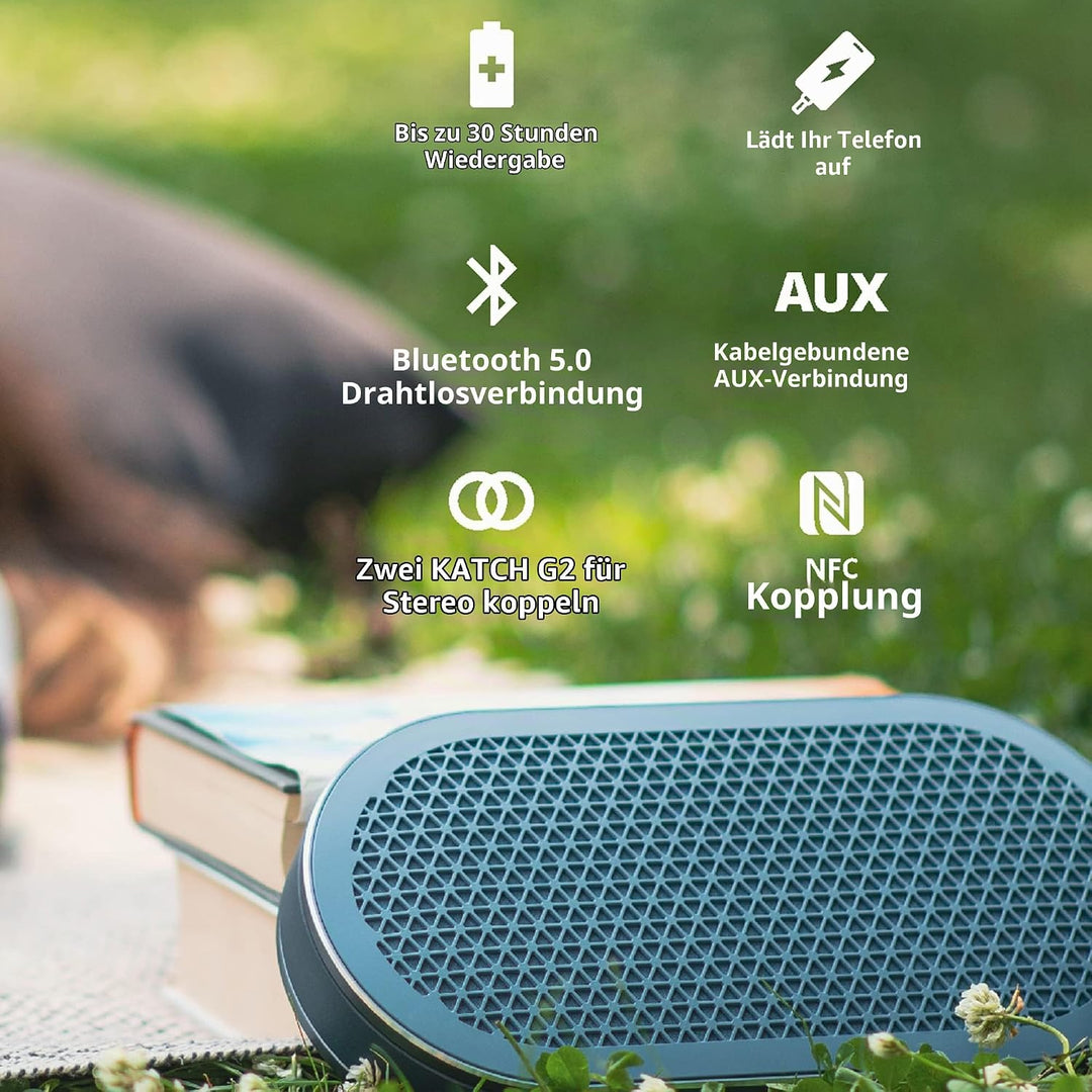 Dali Katch G2 Tragbarer Bluetooth-Lautsprecher, Kabellos, Kompakt, Outdoor-Lautsprecher, 30 Stunden
