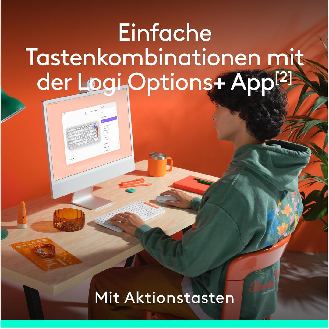 Logitech POP ICON Keys kabellose Bluetooth-Tastatur, Comfortable Tippen, POP Mouse, kompakte und Mob