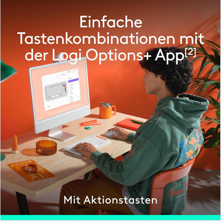 Logitech POP ICON Keys kabellose Bluetooth-Tastatur, Comfortable Tippen, POP Mouse, kompakte und Mob