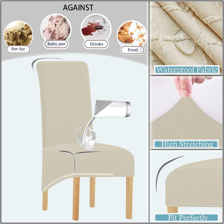 SHENGYIJING 1/2/4/6 PCS Diamond Lattice FStretch wasserdichte XL Stuhlhussen für Esszimmer, Spandex
