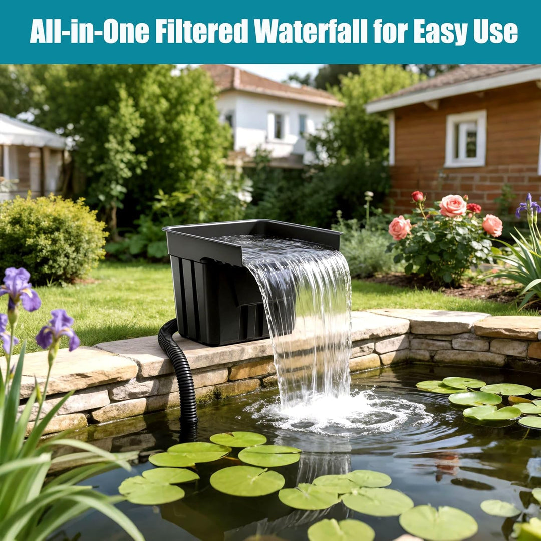 Biling Teich Wasserfall mit Teichfilter Komplettset, Pool Wasserfall mit 80W 4500L/H Teichpump, Wass