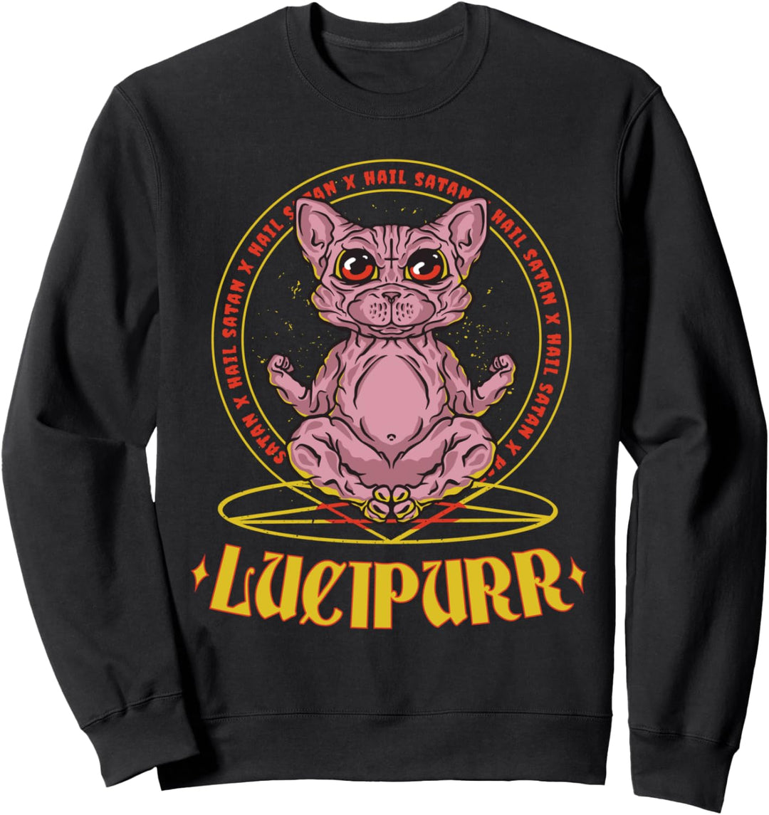 Lucipurr Hail Satan Okkulte Satanische Katze Baphomet Sweatshirt