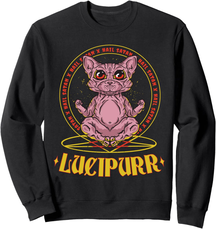 Lucipurr Hail Satan Okkulte Satanische Katze Baphomet Sweatshirt