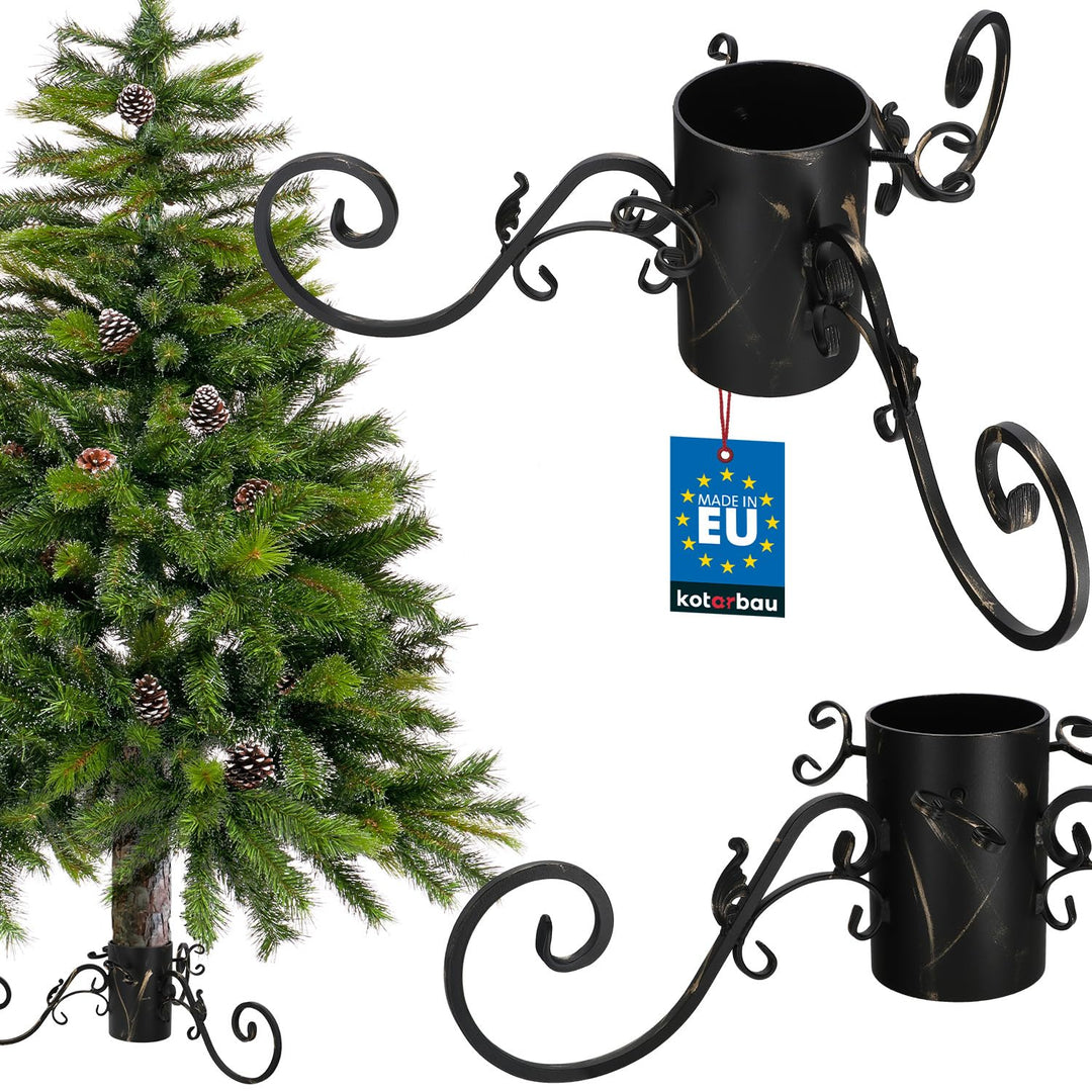 KOTARBAU® Weihnachtsbaumständer mit Wassertank für grosse Bäume Metall goldene Patina Tannenbaumstän