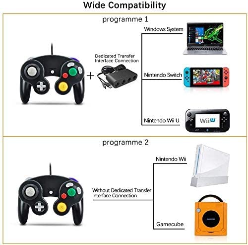 Yideng Gamecube Controller, 2er-Pack Classic Wired Gamecube-Controller Vibration Gamepad, Kompatibel
