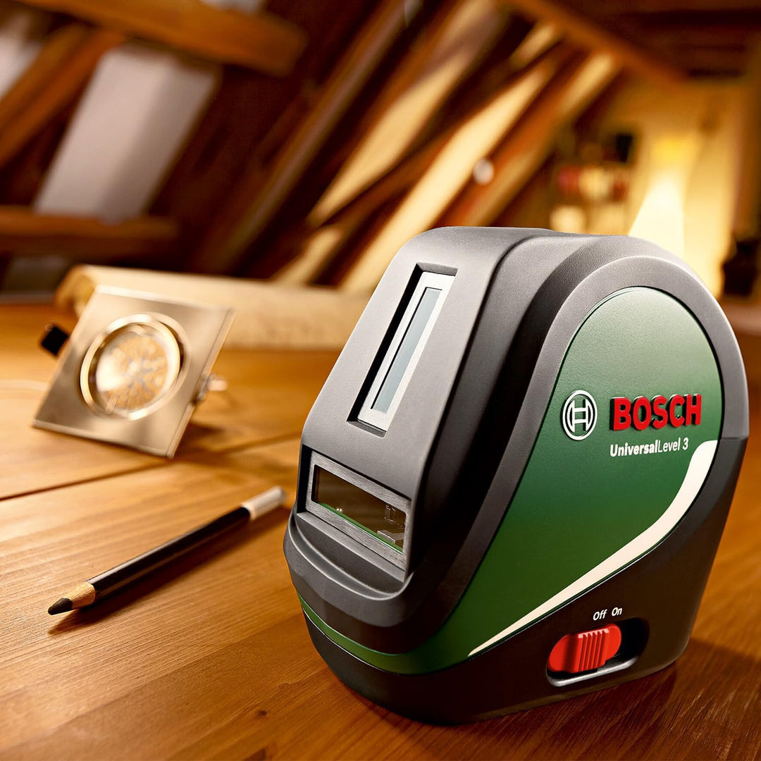 Bosch Kreuzlinienlaser UniversalLevel 3 (Laserkreuz mit zusätzlicher Vertikallinie im 90°-Winkel für