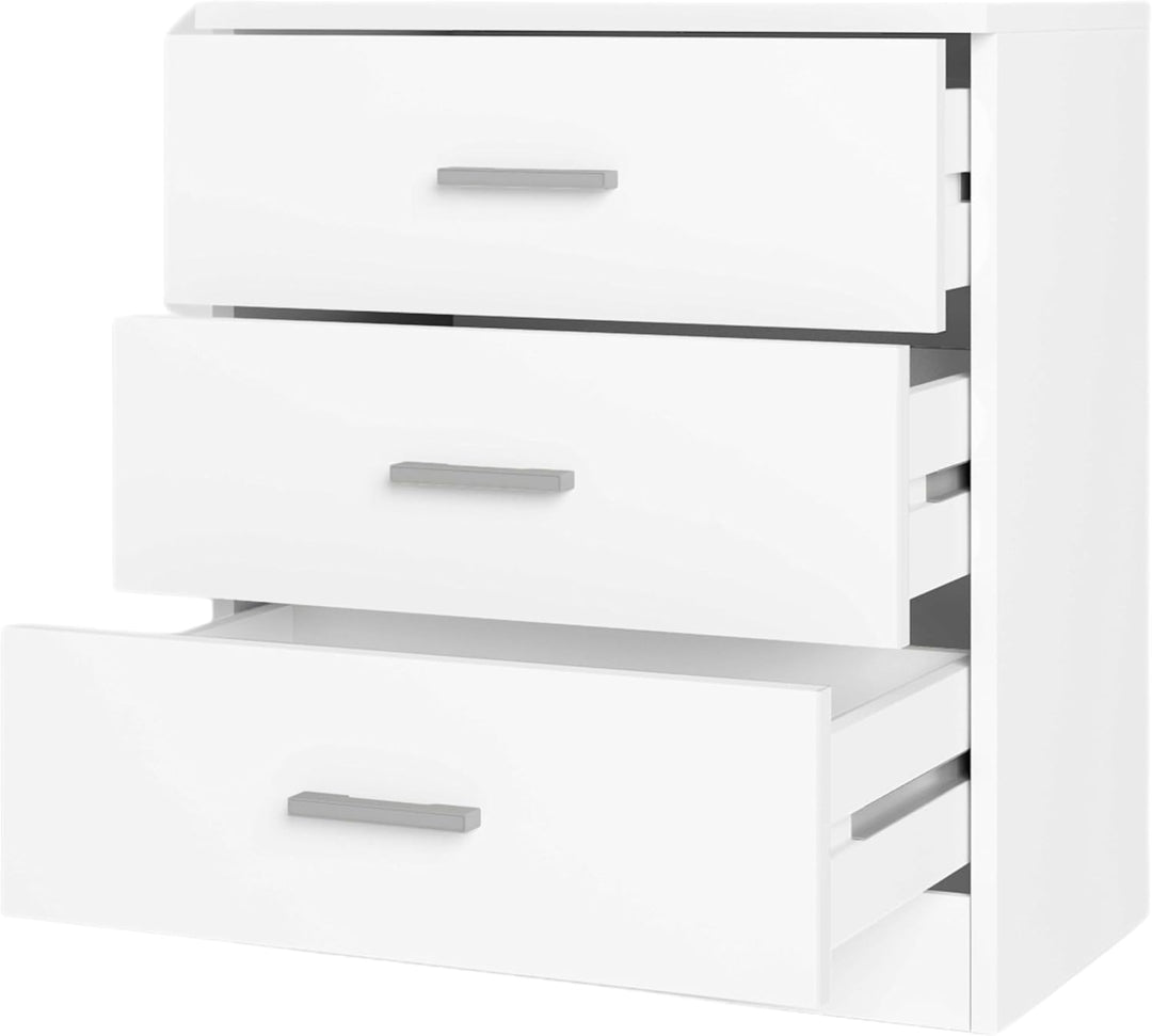 Miroytengo Nachttisch, Nachttisch, Aufbewahrungsmöbel mit 3 Schubladen, Couple, Schlafzimmer, Mattwe