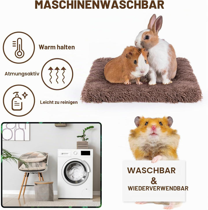 MICOOYO Kleintier-Bettmatte – Flauschiges Fleece-Kaninchenbett, Haustierunterlage für Kaninchen, Mee