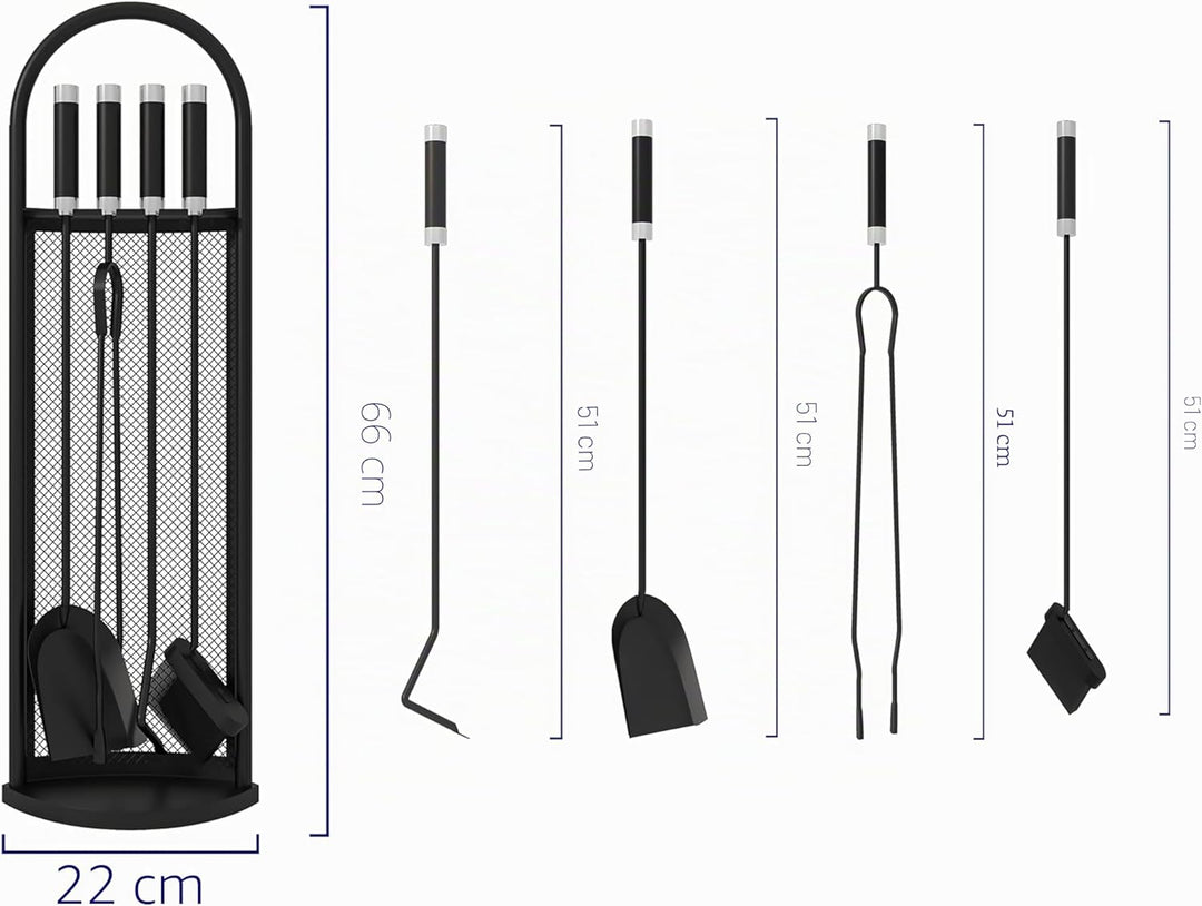Kingson Kaminbesteck-Set 5-teilig, 22 x 16 x 66 cm, Kaminzubehör, komplettes Kaminwerkzeug-Set für e