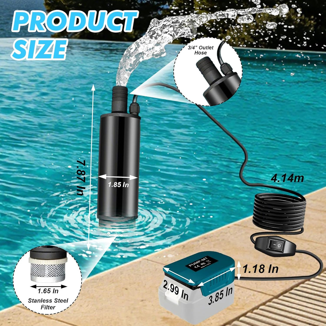 Tragbare Wasserpumpe für Makita 18V, 30L/min Wassertransferpumpe, 65W Wasserpumpe Mit 4M Kabel & Ans