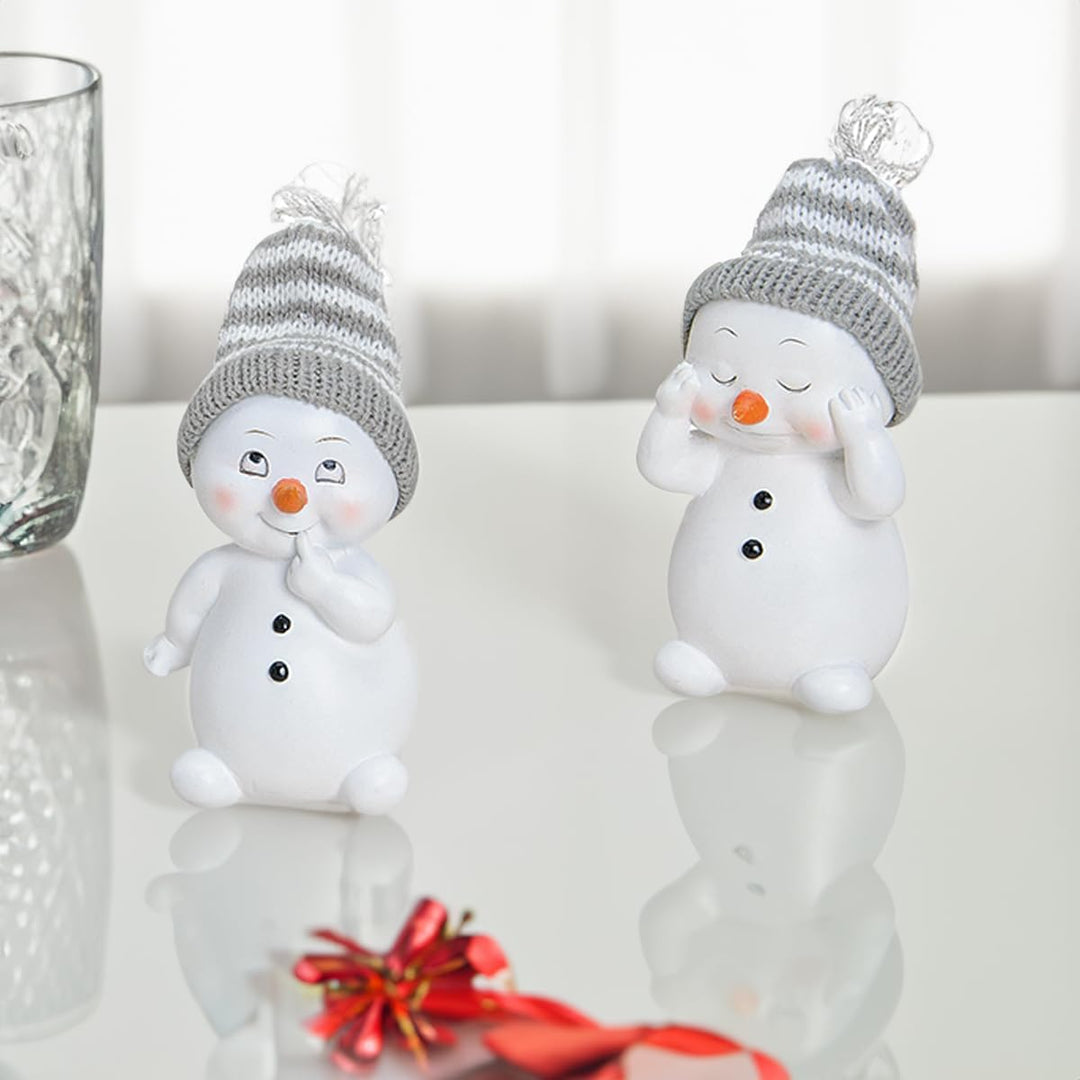 matches21 HOME & HOBBY Kleine Schneemann Deko Figuren für Weihnachten im 4er Set - Süsse 11cm Weihna