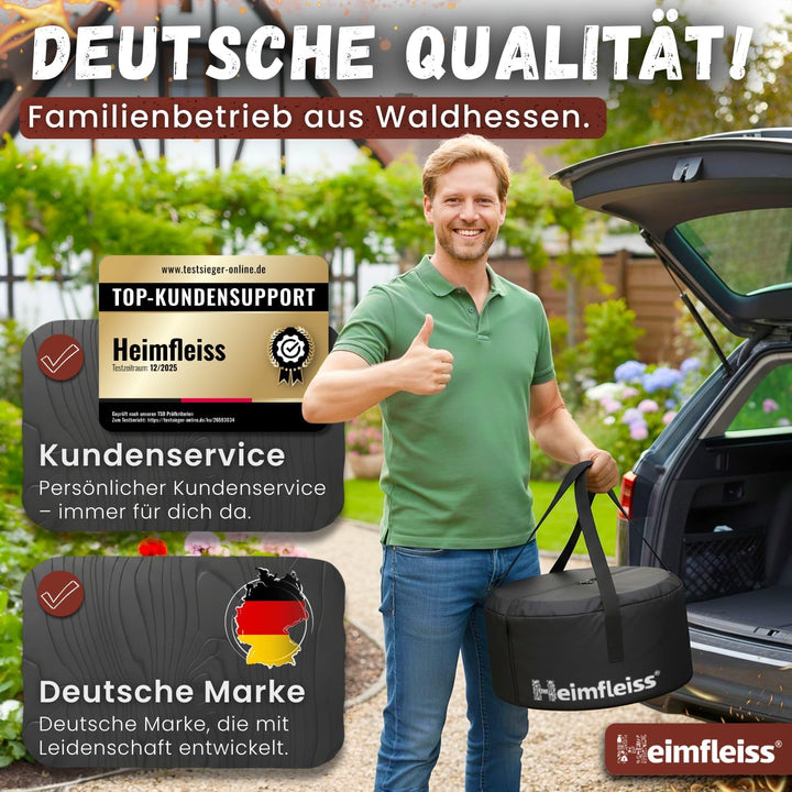 Heimfleiss® Rauchfreie Feuerschale Edelstahl Ø50cm | Feuerkorb mit Grillrost | Feuerschale Rauchfrei