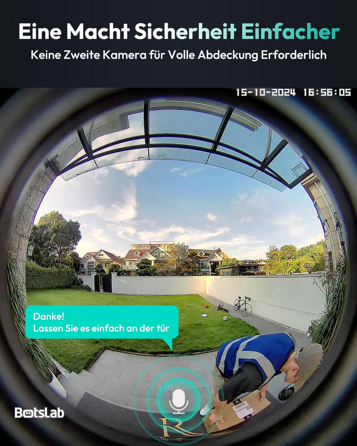 BOTSLAB Kabellose Video-Türklingel Akku, 5MP WLAN Türklingel mit Kamera, 180° Weitwinkel, 210-Tage-A