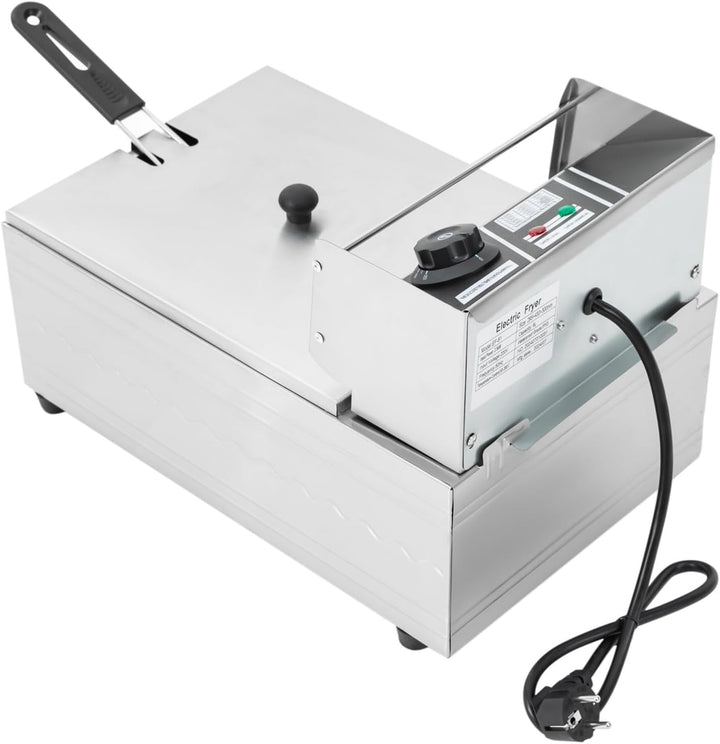 6L Elektrische Gewerbliche Friteuse, Fritteuse Friteuse Edelstahl, Einzeltank-Friteuse 2500 W Einste