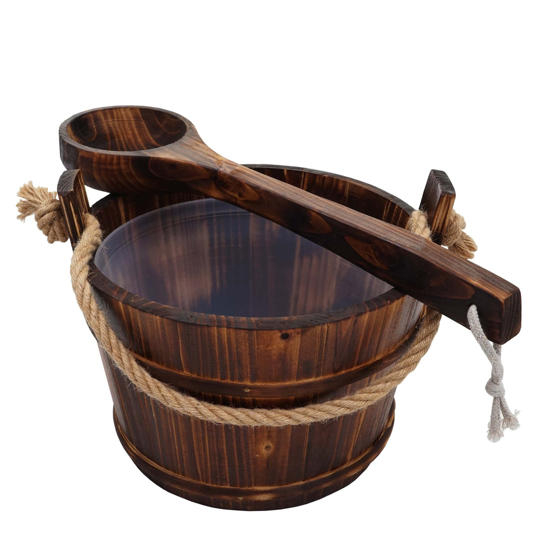 Mendler Saunakübel mit Einsatz HWC-B26AM, Saunazubehör Saunaeimer Saunakelle Aufguss, Kiefernholz 3,