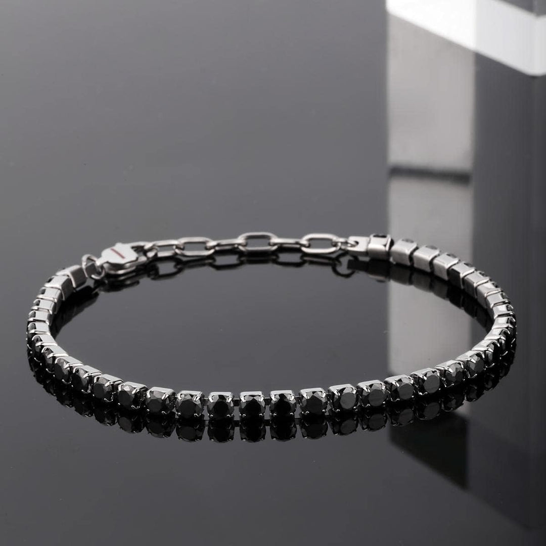 Sector No Limits TENNIS Herren Armband aus Stahl, Kristalle, Emaille - SANN46 Schwarz, Schwarz