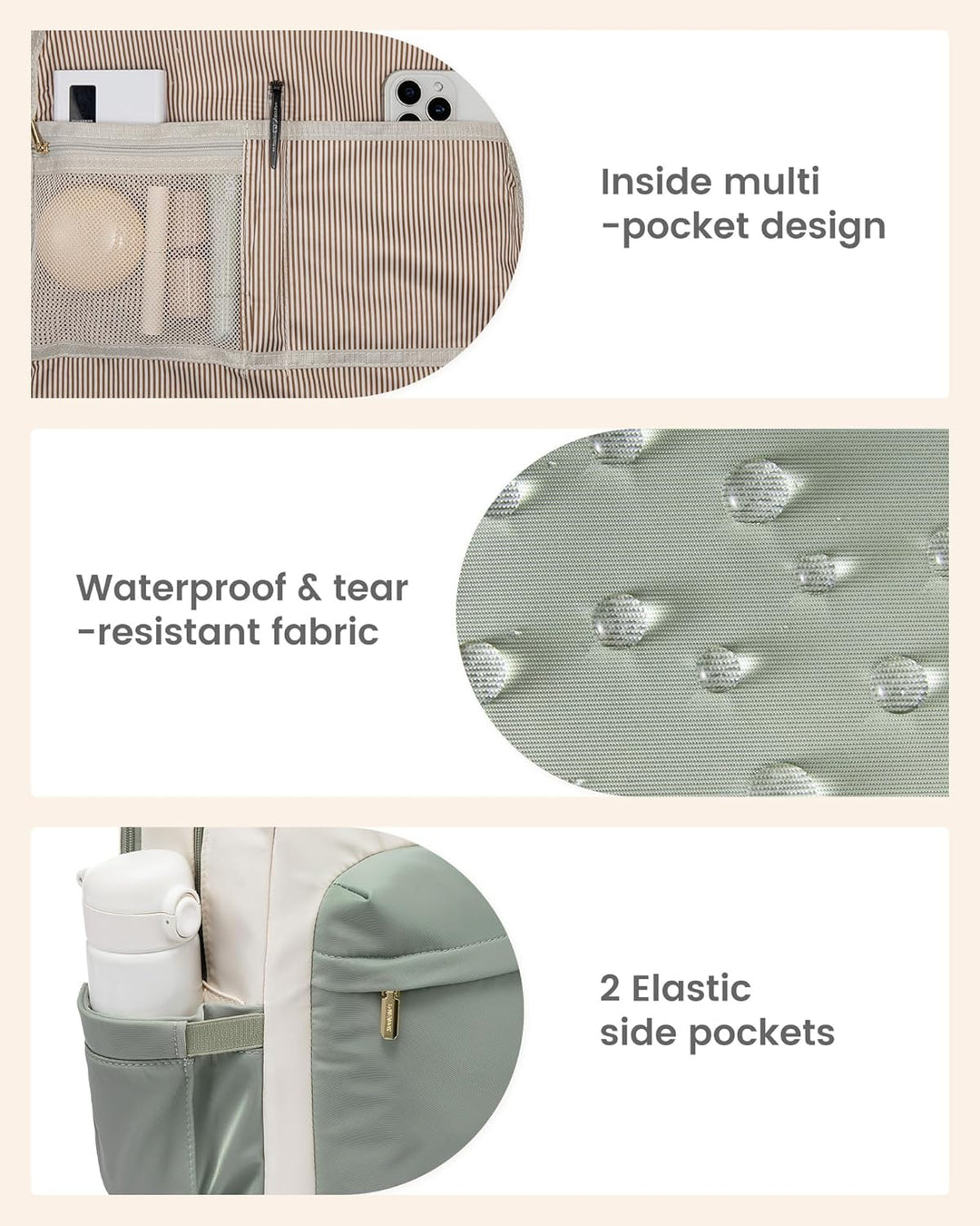 LOVEVOOK Rucksack Damen Gross, 17,3 Zoll Laptop Schultasche Mädchen mit Laptopfach, Wasserdicht Reis
