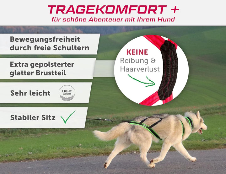 LASALINE Hunde Zuggeschirr X Back für Canicross Hundesport Dogscooter Bikejöring Schlitten in Schwar