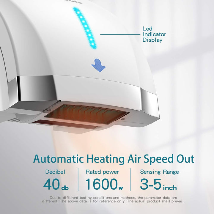 modunful Automatischer Warmluft-Händetrockner für Gewerbliche Toiletten, Föhn-Händetrockner Extra Le